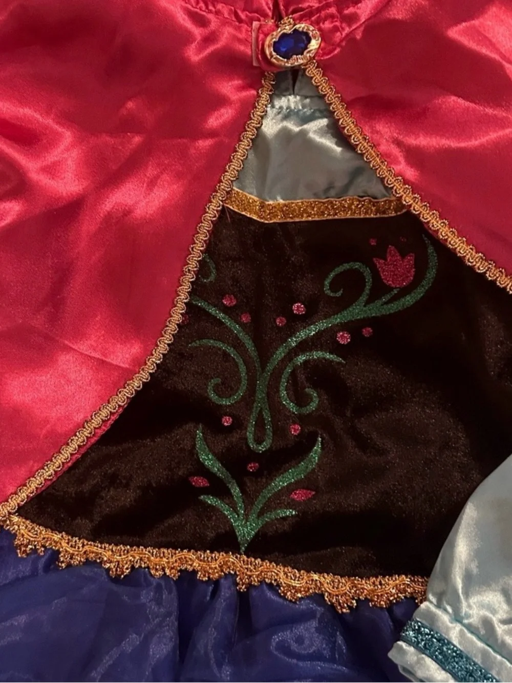 Girls Pink and Blue Princess Anna Costume Dress with Cape